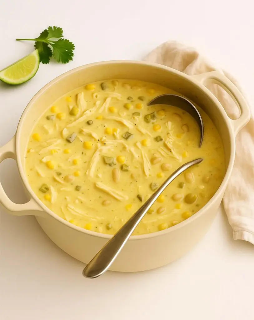 Creamy White Chicken Chili – Stovetop or Slow Cooker