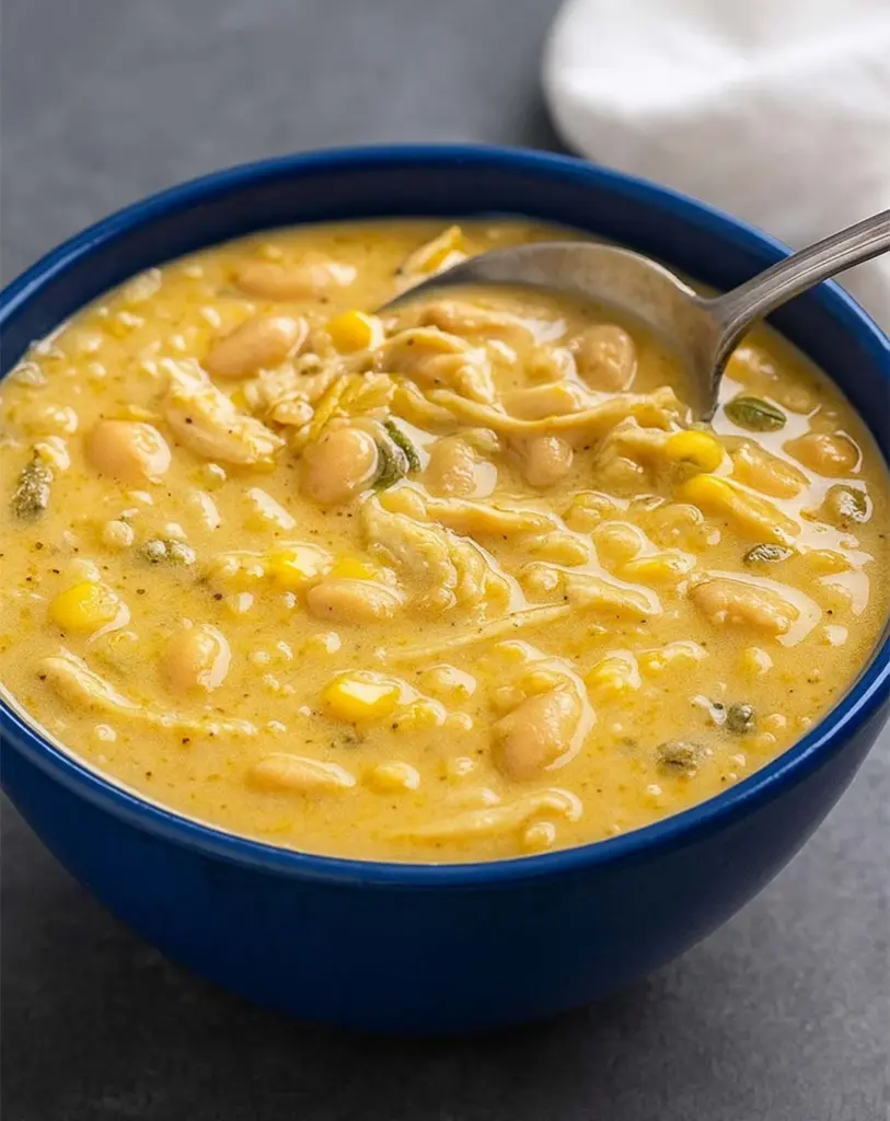 Creamy White Chicken Chili – Stovetop or Slow Cooker