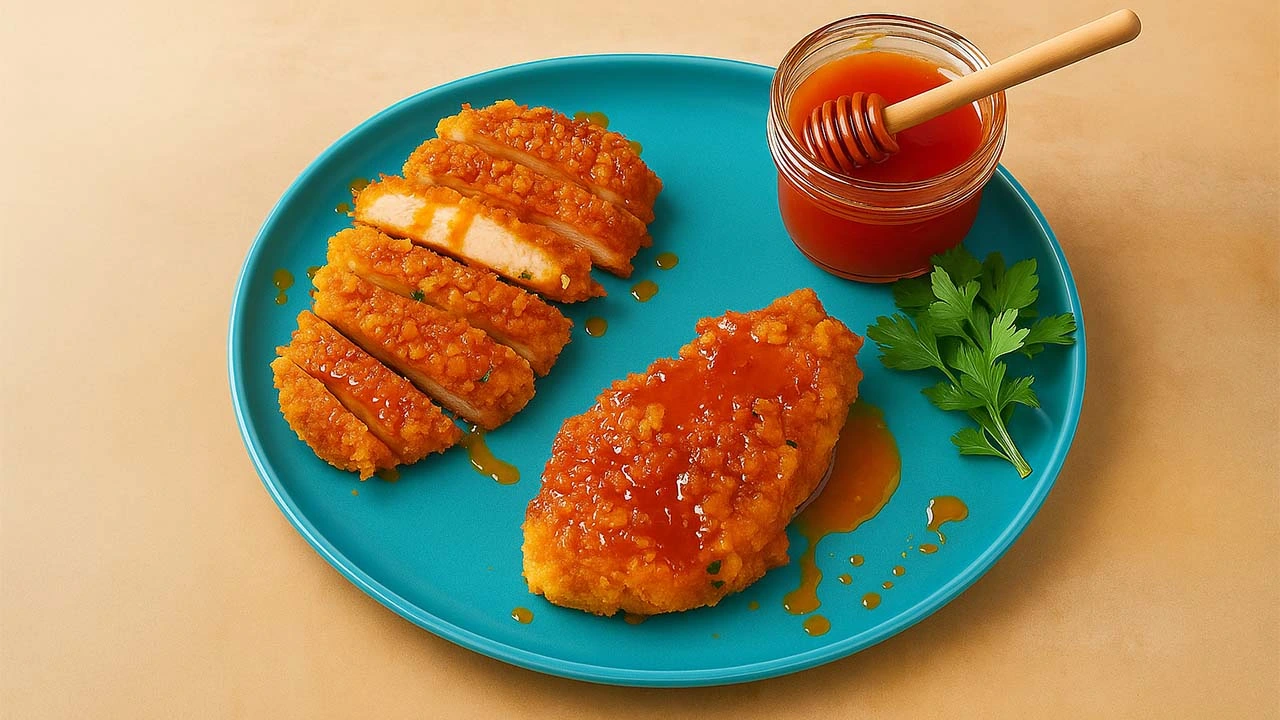Crispy Baked Hot Honey Chicken with Sweet & Spicy Sauce